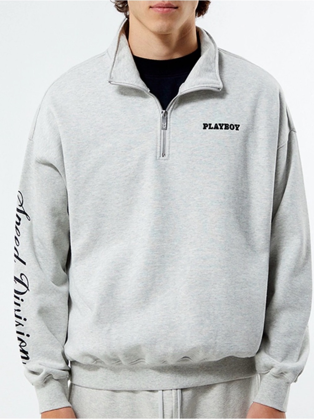 PLAYBOY Gray Half-Zip Pullover Sweatshirt